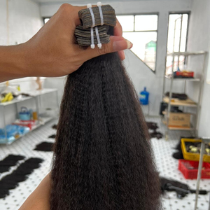 Cheveux à coller |   Cheveux raides crépus à coller |   Extensions de cheveux à bandes adhésives de haute qualité, cheveux naturels Remy - Product Image 1