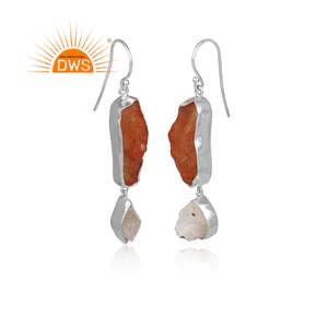 Wostu — boucles d'oreilles pendantes en cornaline, bijoux authentiques, pierre de lune arc-en-ciel, en argent Sterling 925 - Product Image 2