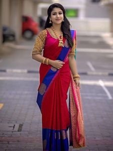 Banarasi seda Jacquard Sari blusa suave algodón señoras desgaste para fiesta diaria Festival étnico indio paquistaní ropa al por mayor - Product Image 2