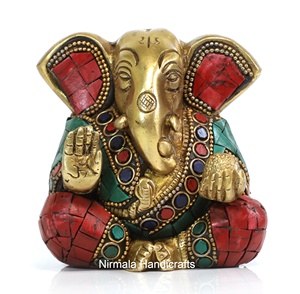 Ganesha Brass Ganpati Lord Blessing Ganesha <b>Statue</b> Ganesha Hindu God Vinayaka Brass Ganpati Figurine for ganesh Chaturthi - Product Image 1