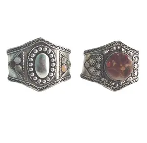 Bracciale in ottone con pietra di colore rosso e bianco in argento antico bracciale e braccialetti in metallo finitura argento