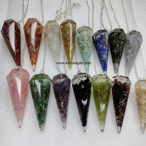 Pendules d'orgonite assortis pour la radiesthésie, le Reiki, les radiesthésistes, avec des pierres semi-précieuses, artisanat, pendules d'orgonite pour les chakras - Product Image 3