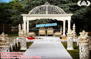 Mandap redondo tallado de fibra para boda, conjunto de Mandap dorado de diseño, de Cachemira, para boda, Alemania, nuevo - Product Image 5