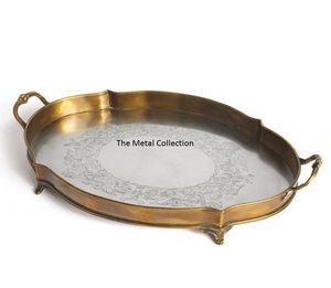 Bandeja de servicio de latón para Cocina, Restaurante, boda, bandeja de servicio, latón decorativo, acabado antiguo, bandeja de servicio decorativa moderna - Product Image 3