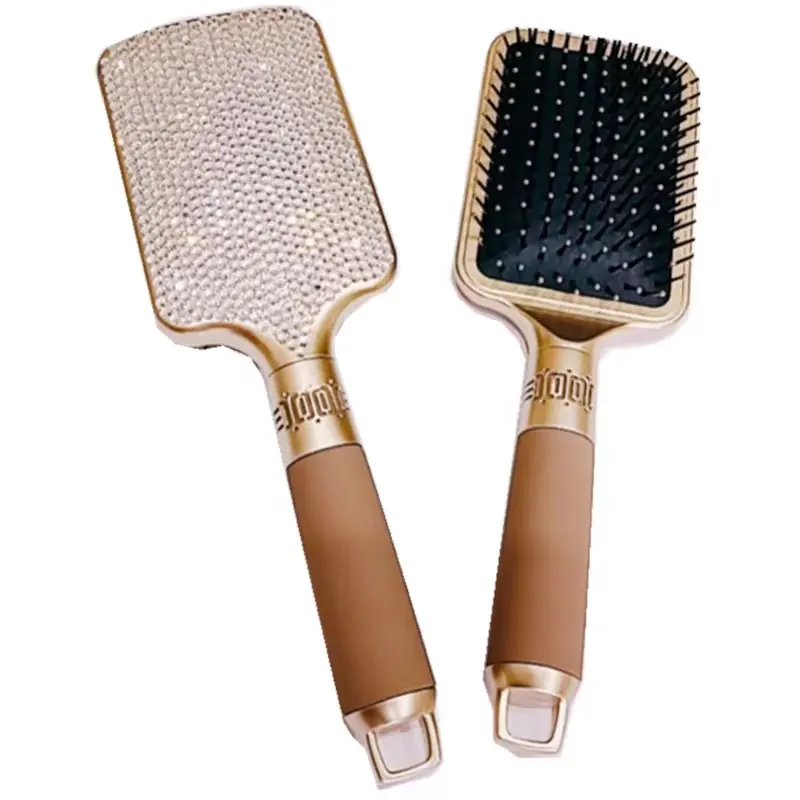 Hot sale Luxury Bling Crystal Plastic Paddle Hair Brushes Diamond Rhinestone for Smooth Hairs and scalp massage