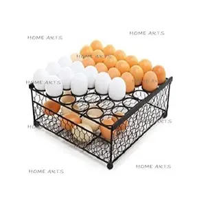 Handgemaakte Zwarte Kleur Ijzerdraad Ei Stand Vierkante Vorm Aangepaste Grootte Eiermand Voor Thuis En Keuken Gebruik