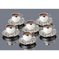Service de tasses à café en céramique noire, vaisselle grecque, tasse à thé turque, de style arabe faite en turquie, pour cadeau, 6 pièces