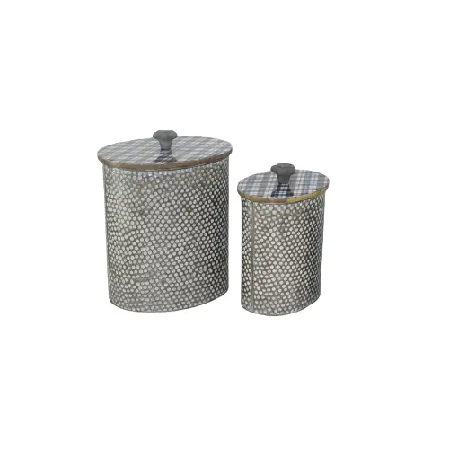 Zinn behälter Dekor für Mehl Zucker Kaffee Tee Lagerung Dekorative Nesting Küche Metall Kanister Gläser mit Holzdeckel