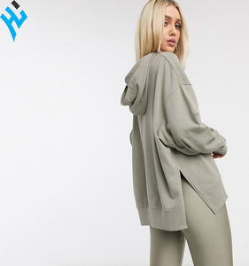 Sudadera con capucha personalizada para mujer, nueva moda, sencilla, creativa, con dobladillo personalizado, jersey de hombro dividido - Product Image 2