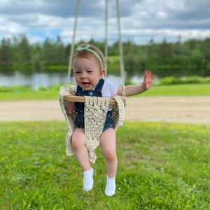Macrame ในร่มแกว่ง // Eco Baby Swing // Baby Schaukeln - Product Image 1