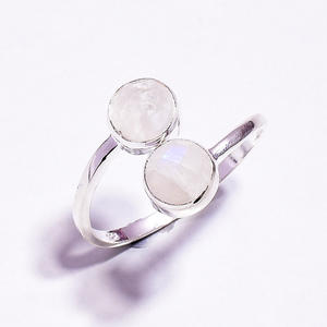 Anillo ajustable de Plata de Ley 925 con piedra lunar arcoíris Natural de Fuego Azul para mujer, chapado personalizado para boda y fiesta - Product Image 4