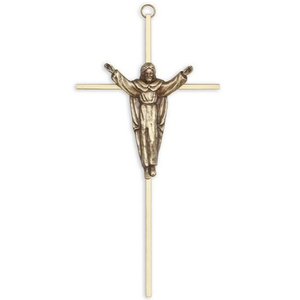 Croix de jésus doré en laiton, fournitures murales suspendues d'église, cuivworld inde - Product Image 1