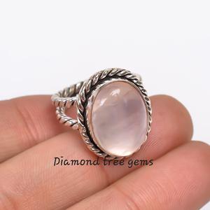 แหวนเงิน925ที่สง่างามทำด้วยมือเครื่องประดับงานแต่งงานฝังเพชรธรรมชาติโรสควอตซ์เทอร์ควอตซ์เครื่องประดับแฟชั่นที่ทันสมัย - Product Image 6