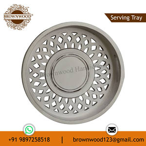 Offre spéciale pour restaurants et hôtels Plateaux en bois sculpté en MDF Conception personnalisée Plateau rond en bois pour le service Fabricant à bas prix - Product Image 3