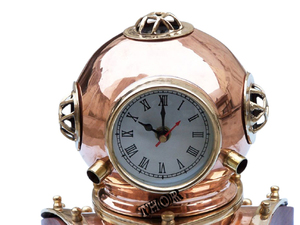 หมวกนิรภัยสำหรับดำน้ำ,หมวกนิรภัยสำหรับนักดำน้ำทะเลน้ำลึกลาย V สีทองแดงขัดเงาพร้อมฐานไม้ - Product Image 3