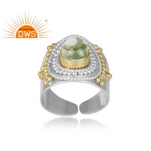 Bague en pierre d'améthyste verte naturelle, classique, en argent Sterling fin, fabrication de bijoux - Product Image 2