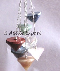 Pendules à cône Chakra Style Feng Shui Agate Gemstone Pendule de radiesthésie Techniques de gravure sculptées à la main pour l'amour - Product Image 2