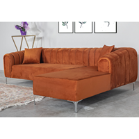 Canapé d'angle contemporain et moderne capitonné, extensible, pour salon d'appartement, avec structure en bois massif, taille personnalisable pour usage commercial