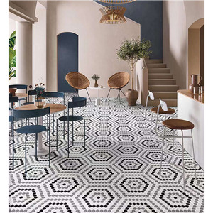 Mosaico Cerámico Hexagonal en Blanco, Negro y Gris, Diseños <span class=keywords><strong>de</strong></span> 2022, para Tiendas <span class=keywords><strong>de</strong></span> Ropa - Product Image 1