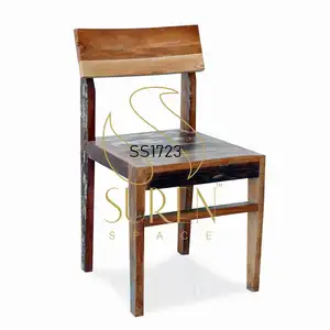 Cadeira madeira recuperada indiana para Food Court e restaurantes
