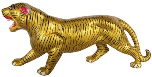 Artesanía Nirmala, Artesanía Metálica de Rajasthan, Escultura de Tigre Pintada Multicolor, Base Negra, León Decorativo para el Hogar - Product Image 4