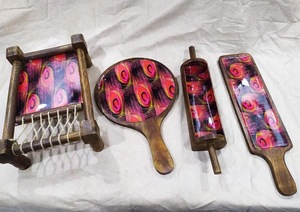 Offre spéciale Plateau en émail et en bois Design de luxe Décoration de vaisselle Plateau alimentaire Vente en gros Plateau de service à dessert - Product Image 2