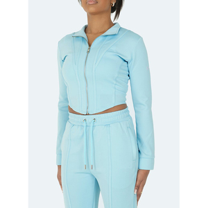 Best Quality CORSET TRACK <b>JACKET</b> - BABY BLUE Warm Winter Zipper Women <b>Jacket</b> - Product Image 3