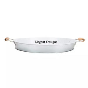 Juego de bandeja de servicio galvanizada de diseñador indio clásico, plato de dos platos hecho a mano, opción elegante al por mayor - Product Image 5