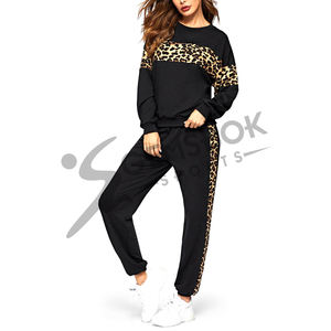 ชุดวอร์มลายเสือดาวสำหรับผู้หญิง,ชุดวอร์มเสื้อยืดและกางเกงวิ่งลายกราฟิกแบบลำลองกางเกงวอร์มเอวแบบมีเชือกดึง - Product Image 3