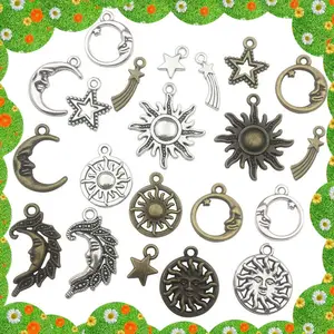 Fancy Looking Mix Designer Sun Moon Star Finding Pendant 925 Sterling Silver Gold Plated Bezel Setting Finding Pendant