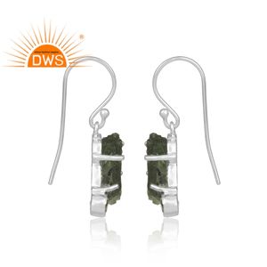 Boucles d'oreilles pendantes en argent 925 sterling, pérpidon naturel et pierre précieuse brute, fabrication de bijoux - Product Image 3