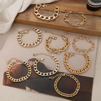 Bracelet à chaîne cubaine à maillons épais en zircon plaqué rhodium pour femmes vente en gros