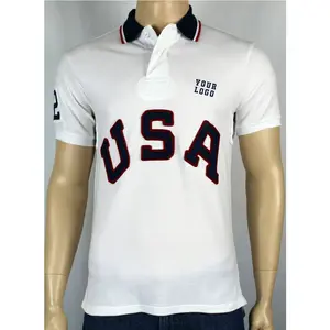 Camiseta de polo de algodão para homens, impressão personalizada e design liso, venda no atacado, camiseta polo de algodão para homens de golfe