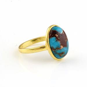 RJR0086 Trendy Ladies 925 Sterling Silver Online Gift <b>Ring</b> Jewelry 12x16mm Oval Eternity Vermeil Natural Lava Copper Fine <b>Ring</b> - Product Image 5