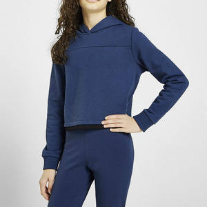 <b>Blue</b> Color OEM Service Crop <b>Hoodies</b> <b>For</b> Ladies In Multi Color With Customized Logo and Design - Product Image 2