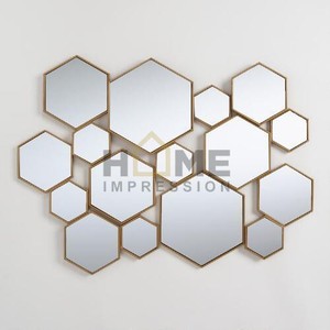 Atractivo espejo de pared contemporáneo de aluminio redondo con borde de color dorado diseño elegante para decoración de hotel y sala de estar - Product Image 1