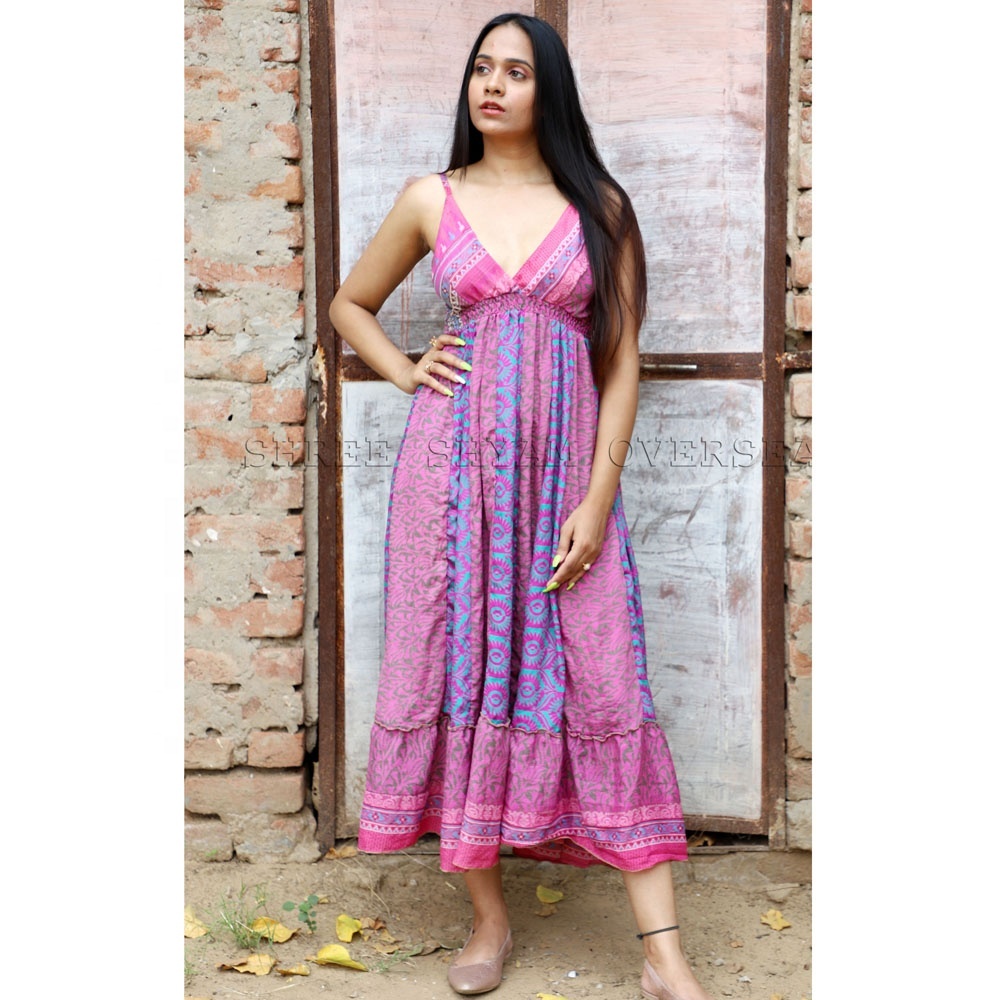 indian silk boho dress Shop Our Bohemian Women's Wear Sari Chiffon Bridesmaid Dress Black Mesh Dress by Handmade Indian Silk Boho Child's Dress Size:8