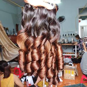 Cheveux rebondissants super doublement étirés, 100% paquets de cheveux humains vietnamiens et perruques Remy Extensions de cheveux - Product Image 2