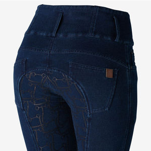 กางเกงขี่ม้าผ้ายีนส์แบบพรีเมี่ยมสำหรับผู้หญิงเสื้อผ้าแบบมีที่จับซิลิโคน - Product Image 3