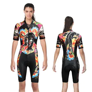 Sâñkàlp Triathlon Suit Dropshipping Grosir Kustom Pencetakan Sublimasi Polyester Jumpsuit Sepeda Tri Cocok untuk Wanita