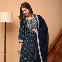 Bộ Đồ Salwar Thêu Cotton Cho Nữ, Bộ Suit Và Quần Kurta Cotton Ấn Độ