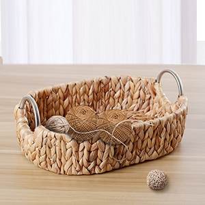 Bandeja de Servicio Artesanal Rústica Estilo Boho, Color Natural, Tejida con Jacinto de Agua, Individual, para Cocina, Sala de Estar, Vajilla - Product Image 3