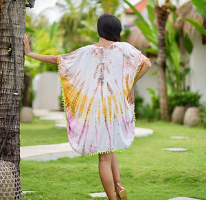 Caftán corto bordado informal de rayón, ropa para mujer - Product Image 3