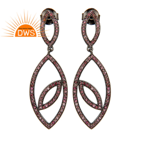 Atractivos Pendientes de Turmalina Rosa, Plata 925, Diseño de Ojos, Chapados en Rodio, Tipo Colgante - Product Image 1
