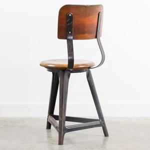 Industrial Metal & <b>Wooden</b> <b>Vintage</b> Dining <b>Chair</b> - Product Image 2