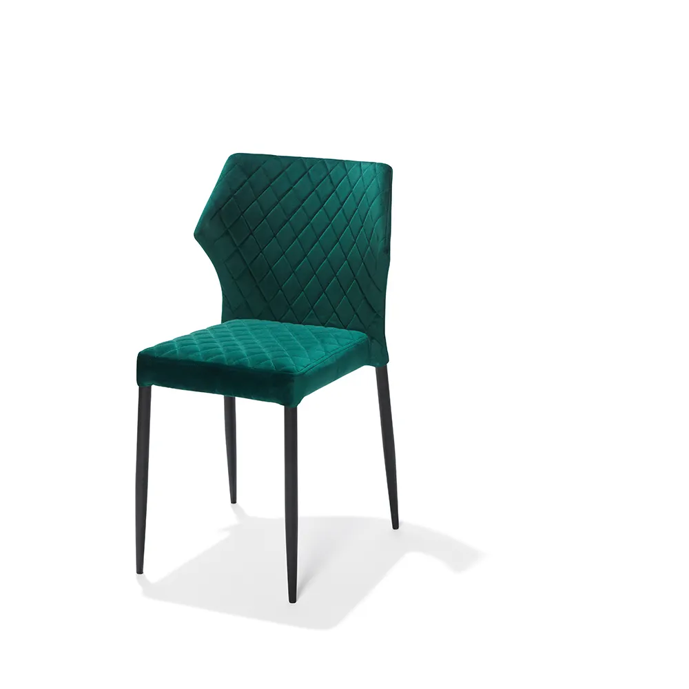 Chaise de salle à manger en velours vert, siège moderne avec cadre en acier, tissu Design, vente en gros, meuble de Restaurant de luxe, usine