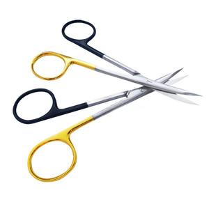 Wholesale TC Super Cut Iris Manual Scissor German Stainless Steel Curved Blades Gold Black Plated Handle 11.5cm for Nasal - Product Image 1