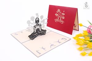 Impresión 3D de alta calidad Yoga Red Kirigami Card Vietnamita hecho a mano Pop Up Card precio razonable artesanía - Product Image 3