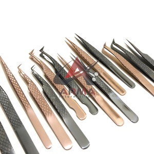 แหนบต่อขนตาปลายแหลมเคลือบพลาสม่าสแตนเลสสตีลสีโรสโกลด์ ด้ามจับเพชร ทนทาน - Product Image 2