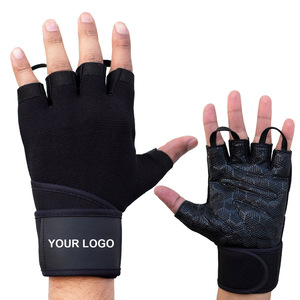 Gants de sport en néoprène antidérapants à demi-doigts, surface en silicone respirante pour la musculation, l'entraînement physique, unisexe, avec bandages de poignet - Product Image 1